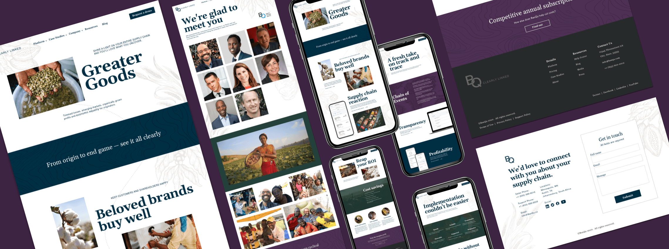Banqu website screenshots of homepage and mobile views