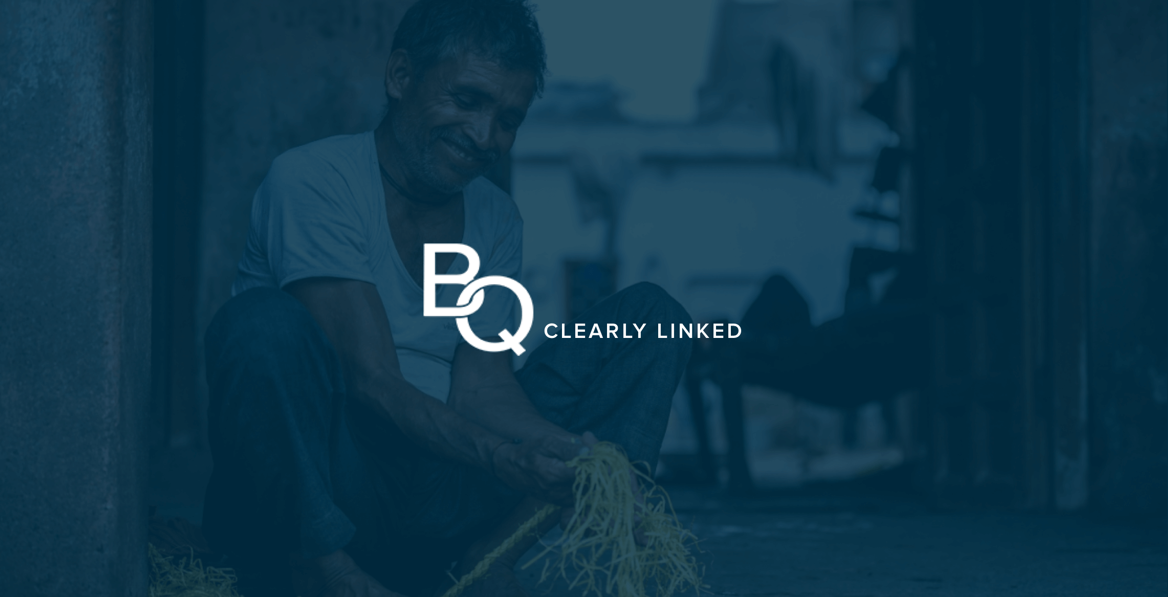 BanQu Clearly Linked hero with blue background and farmer