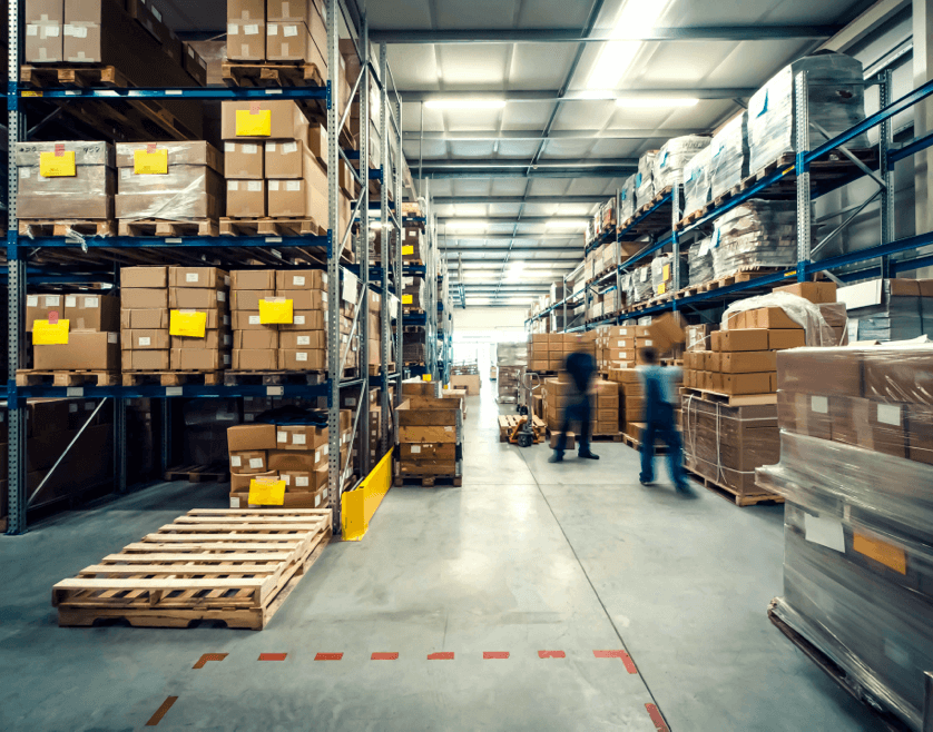 Warehouse with packaged boxes