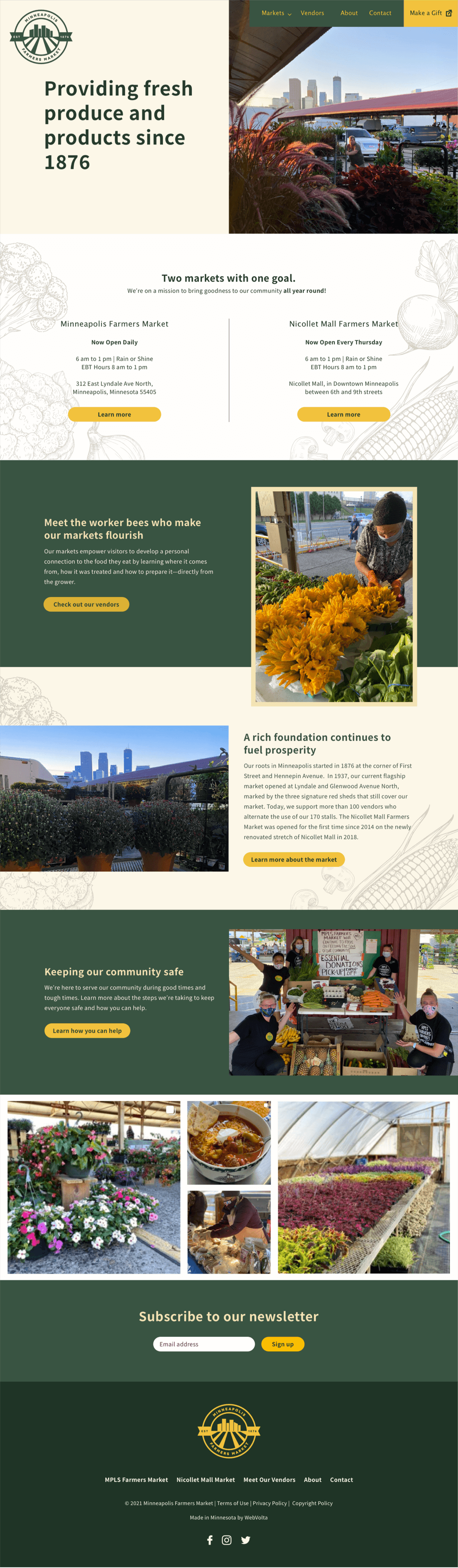 Minneapolis Farmers Market home page screenshot