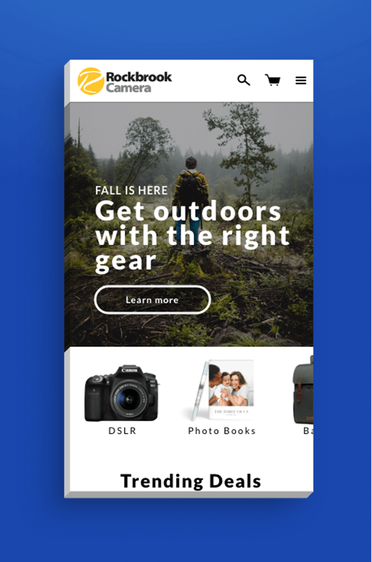 Rockbrook Camera mobile website homepage