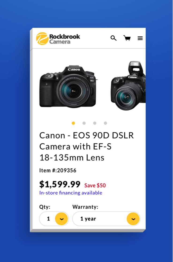 Rockbrook Camera mobile website product page