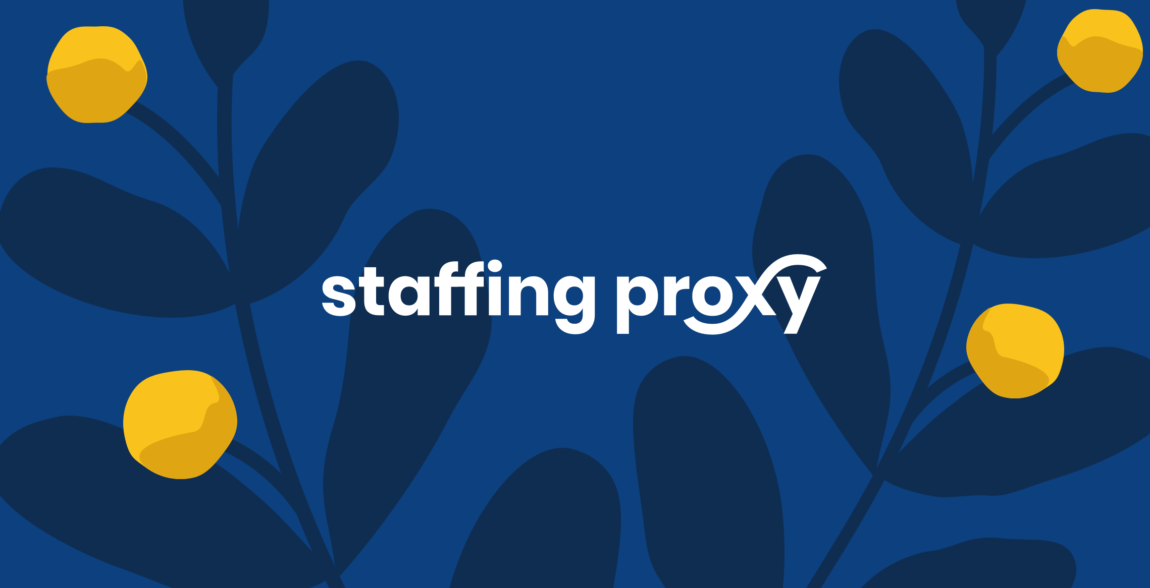 Staffing Proxy hero with blue background and flowers